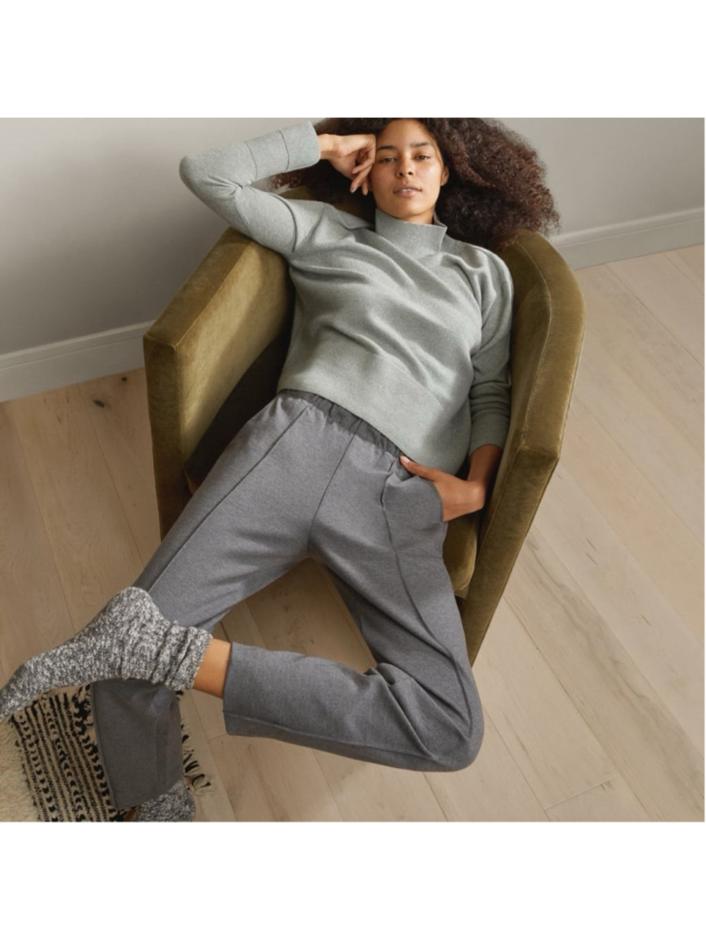 Everlane Dream Pant Cozy Heathered Charcoal Cropped Pintuck Trousers XS